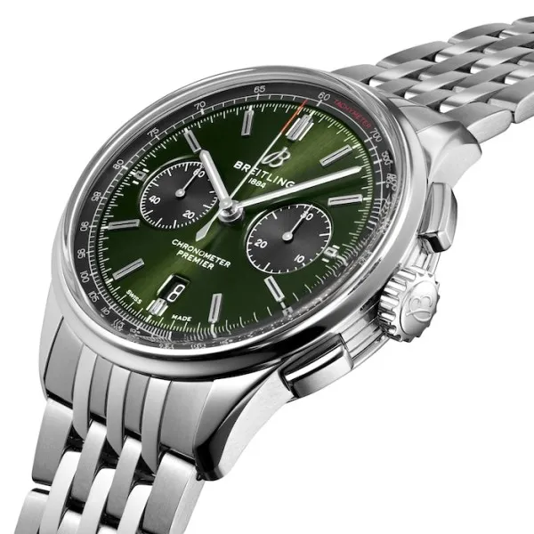 Breitling Premier Men Automatic Green Stainless Steel Watch AB0118221L1A1