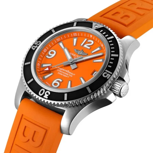 Breitling Superocean Women Automatic Orange Rubber Watch A17316D71O1S1