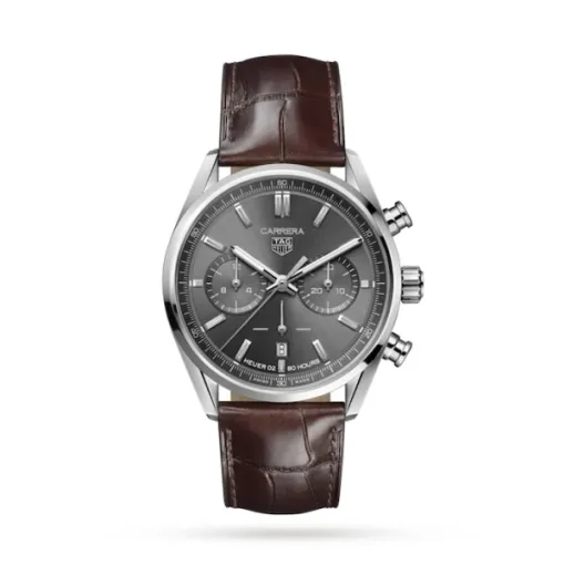 TAG Heuer Carrera Men Automatic Grey Alligator Watch CBN2012.FC6483