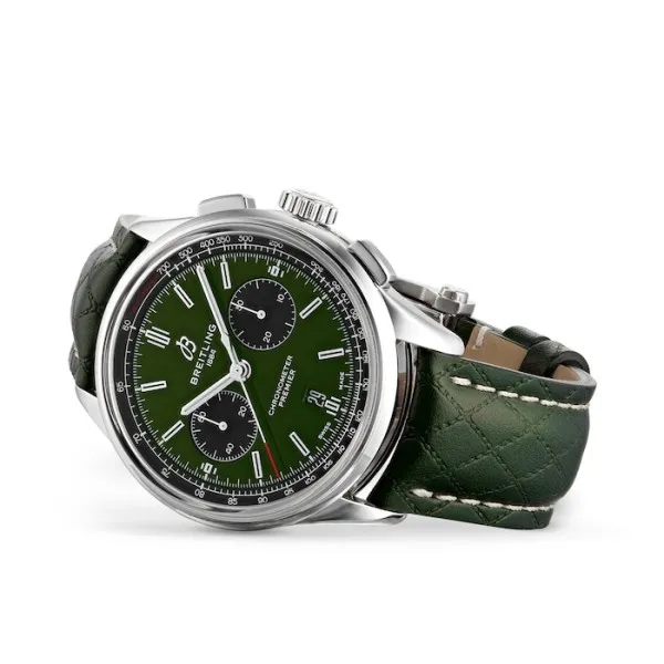 Breitling Premier Bentley Men Automatic Green Leather Watch AB0118A11L1X1